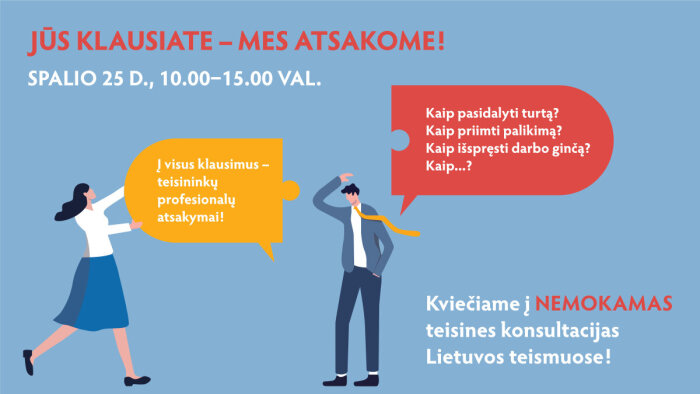 Kviečiame į nemokamas teisines konsultacijas teismuose!