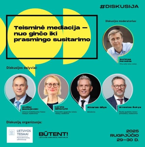 Kviečiame stebėti Vilniuje vyksiančią diskusiją apie teisminę mediaciją